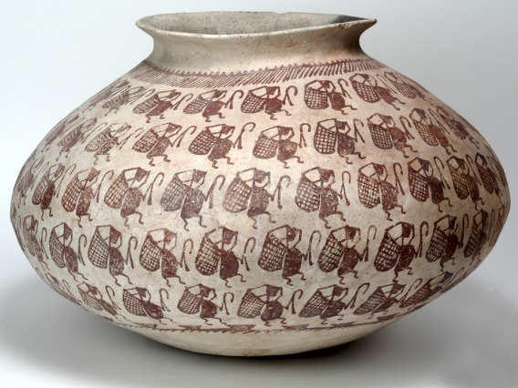 pot with figures on it