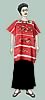 Red huipil with geometric designs