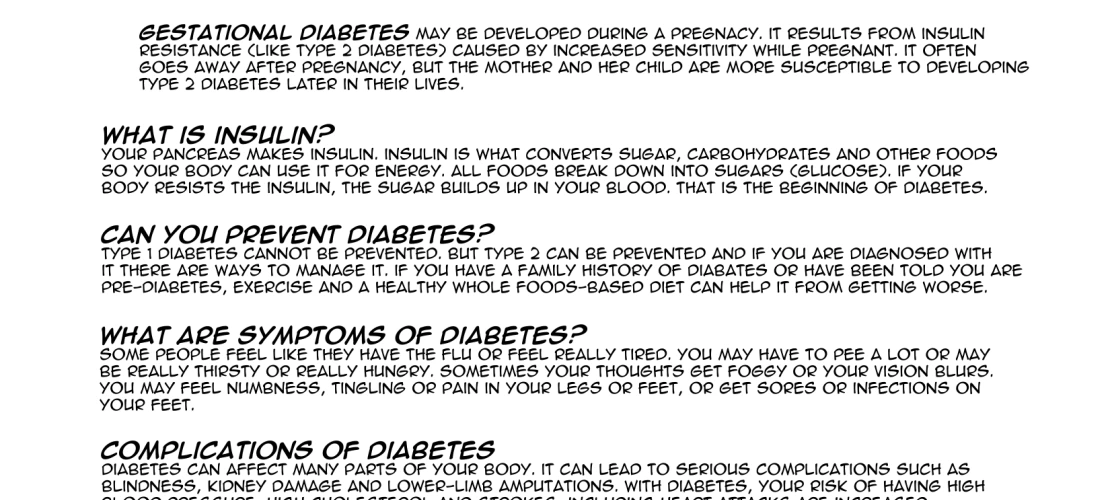Page 23. This page is a fact sheet on diabetes.