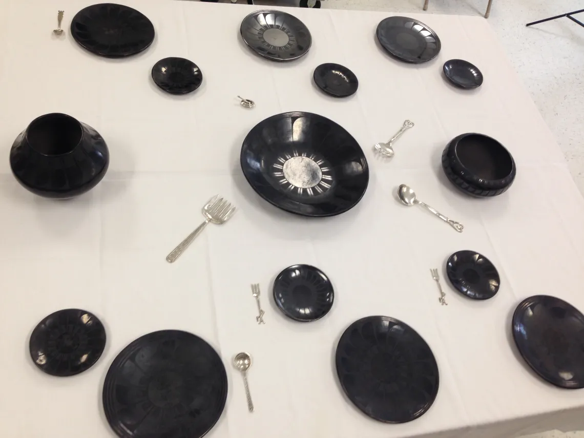 A dinnerware set owned by famed American photographer Ansel Adams